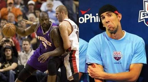 Shaquille O'Neal Faces Off Michael Phelps . . . . And Wins (Kind Of!)
