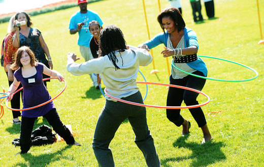 America's 'Mom-In-Chief' Hula Hoops For Health . . . . . . And Fun!